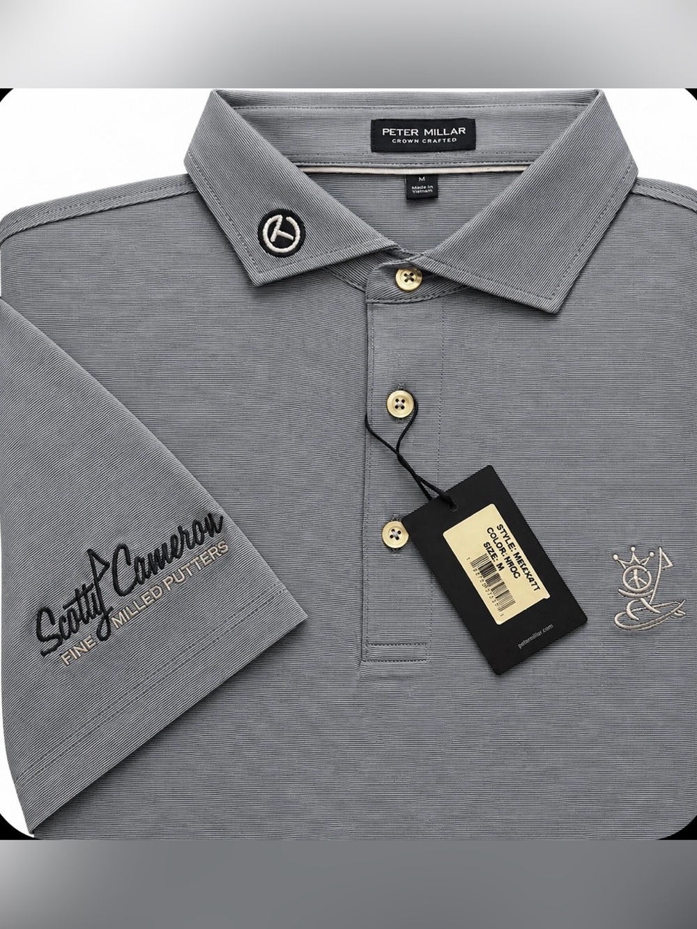 NWT SCOTTY CAMERON GALLERY Circle T Excursionist Flex Golf Polo Peace Surfer M